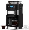 COWSAR 10-Cup Stainless Steel Drip Coffee Maker with Built-In Adjustable Grind and Brew in Black - Thumbnail 1