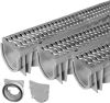 Trench & Driveway Channel Drain with Galvanized Steel Grate - 3 Pack - Thumbnail 1
