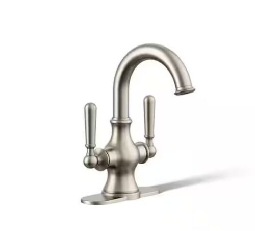 KOHLER Capilano Monoblock 4 in. Centerset 2-Handle Bathroom Faucet in Vibrant Brushed Nickel - Lot 332JF