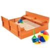 Kids Cedar Sandbox w/ Sand Screen, 2 Benches - 47x47in - Thumbnail 1