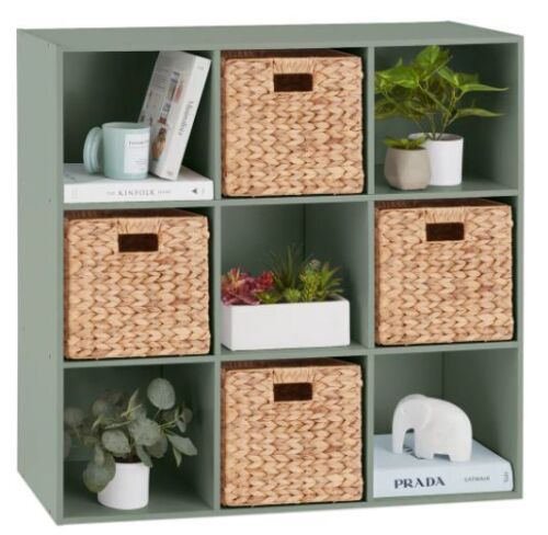 9-Cube Bookshelf Storage Display w/ 3 Removable Panels, Customizable Design - Lot 389