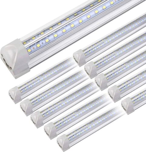 4FT T8 LED Shop Light 50W 8000LM 6500K Linkable Clear Cover, 10 Pack - Lot 390