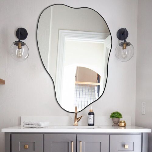 Black Asymmetrical Wall Mirror 30" x 20.5" - Lot 462