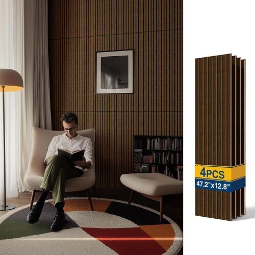 Reverbeon Acoustic Wood Slat Wall Panels, 47.2" x 12.8", 4 Pack - Lot 588