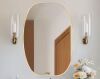Gold Oval Wall Mounted Aluminum Alloy Mirror 24 in. W x 36 in. H - Thumbnail 1