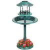 Solar Lighted Outdoor Pedestal Bird Bath w/ Planter, Decorative Bird Cage - Thumbnail 1