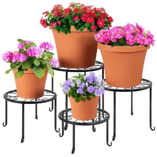 Set of 4 Indoor Outdoor Metal Nesting Plant Stands, Flowerpot Holders - Lot 757