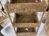 3-Tier Water Hyacinth Rolling Utility Cart w/ Weaved Baskets - Thumbnail 4