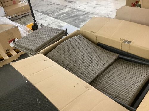 Set of 2 Stackable Wicker Chairs w/ Armrests, Steel Accent Furniture - Lot 454