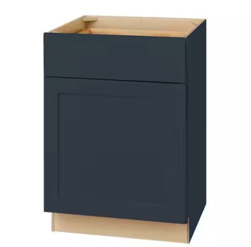 Hampton Bay Avondale 24 in. W x 24 in. D x 34.5 in. H Ready to Assemble Plywood Shaker Base Kitchen Cabinet in Ink Blue - Lot 92JF