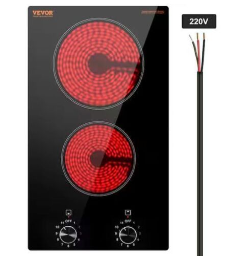 VEVOR 12 in. 2-Burners Built-in Electric Stove Top 3600-Watt Ceramic Top - Lot 240JF
