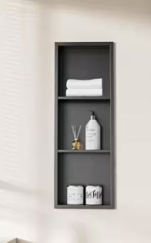 Peorsily 12 in. W x 36 in. H x 4 in. D Waterproof Recessed Shower Niche with Double Shelves in Matte Black, No Tile Needed - Lot 422JF