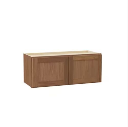 Hampton Bay Sinclair 30 in. W x 12 in. D x 12 in. H Assembled Wall Bridge Cabinet in Shaker Saddle Oak - Lot 434JF