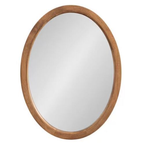 Kate and Laurel Hogan 18 in. W x 24 in. H Rustic Brown Oval Farmhouse Framed Decorative Wall Mirror - Lot 728JF