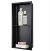 AKDY 12 in. W x 24 in. H x 4 in. D 18-Gauge Stainless Steel Double Shelf Bathroom Shower Wall Niche in Matte Black - Thumbnail 1