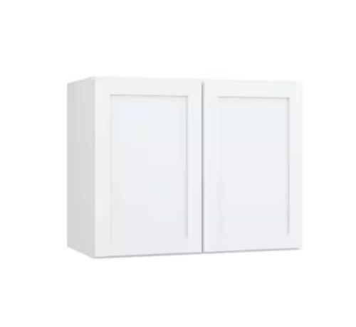 Hampton Bay Hampton 33 in. W x 12 in. D x 42 in. H Assembled Wall Cabinet in Satin White - Lot 202JF