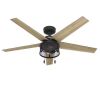 Hunter Belvedere 52 in. Indoor/Outdoor Matte Black Ceiling Fan with Light Kit Included - Thumbnail 1