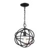 Home Decorators Collection Sarolta Sands 1-Light Black Mini Pendant Light Fixture with Caged Orb Metal Shade - Thumbnail 1