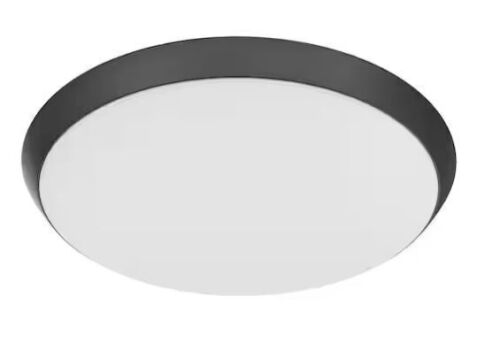 Commercial Electric 15 in. Matte Black Motion Sensor Integrated LED Dimmable Selectable CCT Flush Mount Indoor Ceiling Light - Lot 604JF