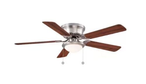 Hampton Bay Hugger 52 in. LED Indoor Brushed Nickel Ceiling Fan with Light Kit - Lot 208JF