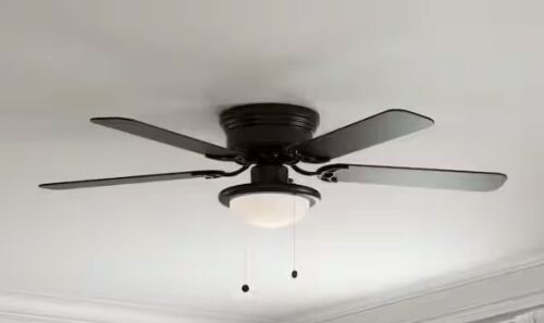 Hampton Bay Hugger 52 in. LED Indoor Black Ceiling Fan with Light Kit - Lot 219JF