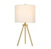 Hampton Bay Quinby 22 in. Gold Tripod Table Lamp with White Fabric Shade - Thumbnail 1