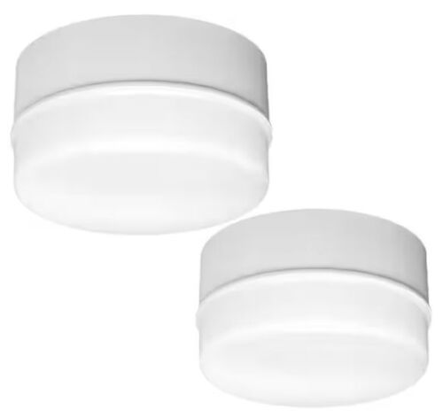 Lot of (2) Commercial Electric Spin Light 5 in. White LED Flush Mount Ceiling Light 600 Lumens 4000K Bright White Closet Basement Utility (2 Pack) - Lot 404JF