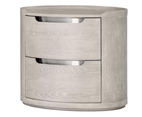 Furniture of America Wilter Light Gray 2-Drawer 28 in. W Nightstand with Rounded Edges and Nickel Finish Stainless Steel Trim - Lot 55JF