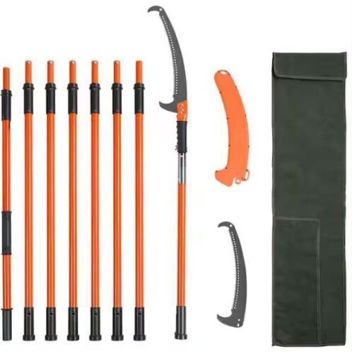 VEVOR Manual Pole Saw, 7.3-27 ft. Tree Pruner with 20 in. Steel Blade Pruning Saw, 8 Fiberglass Poles - Lot 106JF