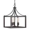 Hampton Bay Boswell Quarter 14 in. 3-Light Distressed Black Farmhouse Square Pendant Chandelier - Thumbnail 1