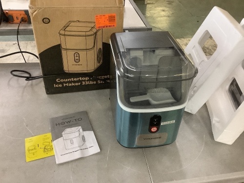 VIVOHOME 8. 7 in. 33 lbs. Countertop Nugget/Pebble Ice Maker with Self-Cleaning in Silver - Lot 204JF
