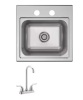 Elkay Parkway 15 in. Drop-in Single Bowl 20-Gauge Stainless Steel Sink w/ Faucet - Missing Strainer - Thumbnail 1