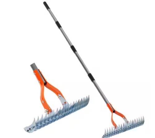 WaLensee 70 in. Adjustable Steel Handle Thatch Rake, 19 Tines Back Saving Lawn Thatching Rake for Garden Yard, 0.8in. Blade Span - Lot 541JF