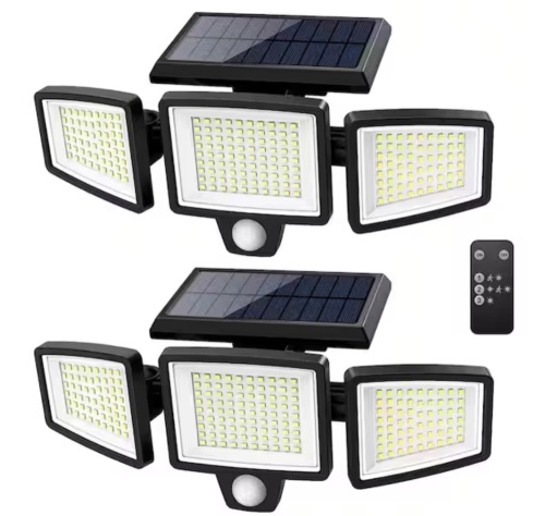 Angel Sar 2-Pack Outdoor Solar 210 LED Security Lights with Remote Control - Lot 545JF