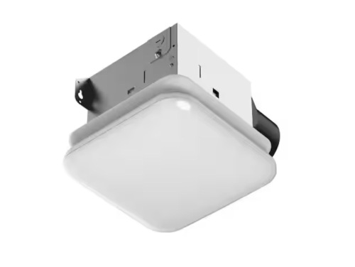 Commercial Electric 50 CFM Ceiling/Wall Mount Roomside Installation Bathroom Exhaust Fan with Adjustable CCT LED, Night Light, ENERGY STAR - Lot 743JF