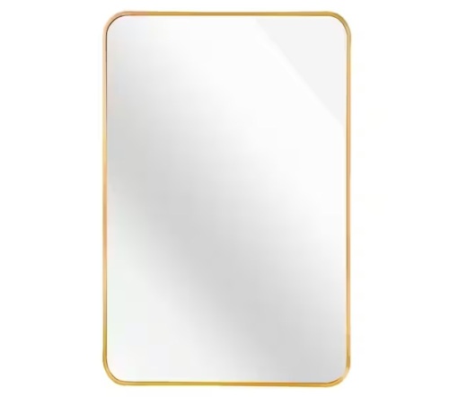 Huovtr Ta. 24 in. W x 32 in. H Gold Rectangle Framed Mirror - Lot 350JF