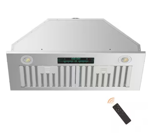 30 in. 800 CFM Vent Ducted/Ductless Convertible Insert Range Hood With 3-Speed Fan & 2-Bright LED Light, Stainless Steel - Lot 247JF