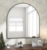 XRAMFY 32 in. W x 34 in. H Arched Black Aluminum Alloy Framed Wall Mirror - Thumbnail 1