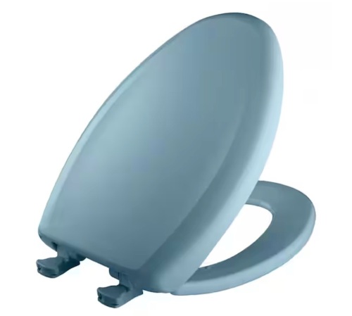 Bemis Soft Close Elongated Plastic Closed Front Toilet Seat in Twilight Blue - Lot 341JF
