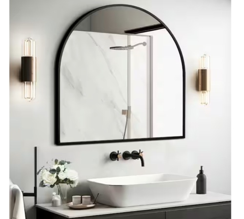 Dovelina 28 in. W x 30 in. H Arched Wall Mirror Black Bathroom Vanity Mirror - Lot 343JF