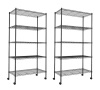 Otryad Heavy Duty 5-Shelf Storage Shelving Unit, 1250 lb. Loading Capacity, Adjustable Steel Organizer Wire Rack, Black, 2-Pack - Thumbnail 1