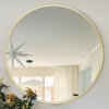 LuxHomez 24 in. Gold Round Wall Mirror Aluminum Alloy Frame - Thumbnail 1
