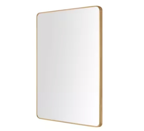 StyleWell Medium Modern Rectangular Gold Framed Mirror with Rounded Corners (22 in. W x 32 in. H) - Lot 348JF