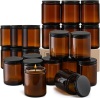 8oz Thick Amber Candle Jar with Lids, 24 Pack - Thumbnail 1