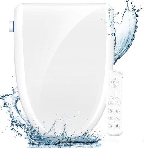 FVZ Bidet Toilet Seat Elongated Smart Heated Toilet Seat with Warm Water & Dryer, Feminine & Child Wash, Self-Clean Stainless Steel Nozzle, Adjustable Water Pressure, Slow Close Lid - Lot 263