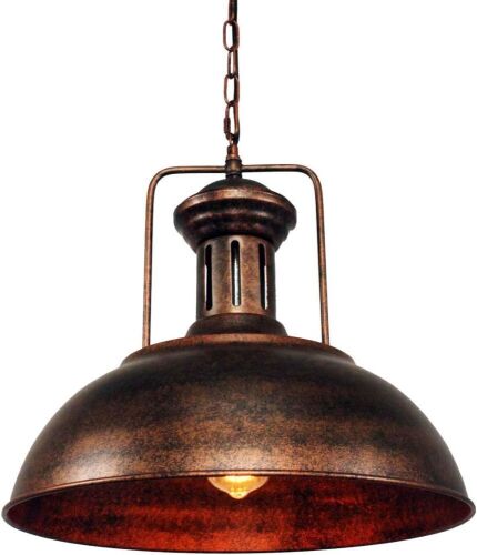 Industrial Nautical Barn Pendant Light Single with Rustic Dome Bowl Shape - Lot 188