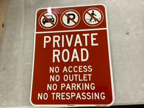 Private Road Sign, 24" x 18" - Lot 284