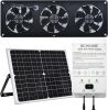 25W Solar Powered Exhaust Fan Kit with 12000mAh Lithium Battery, 2600RPM 10ft Cord IP67 Waterproof Black - Thumbnail 1
