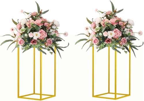 15.75inch Metal Flower Stand Gold Wedding Centerpieces, 2 Pack - Lot 392