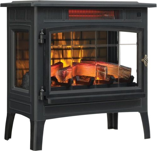 Duraflame Freestanding Electric Fireplace Stove Heater with 3D Flame Effect for 1,000 Sq. Ft. Room, Black - Lot 38